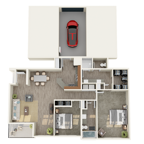 Floor plan for 2 beds, 2 baths, 1210 sqft